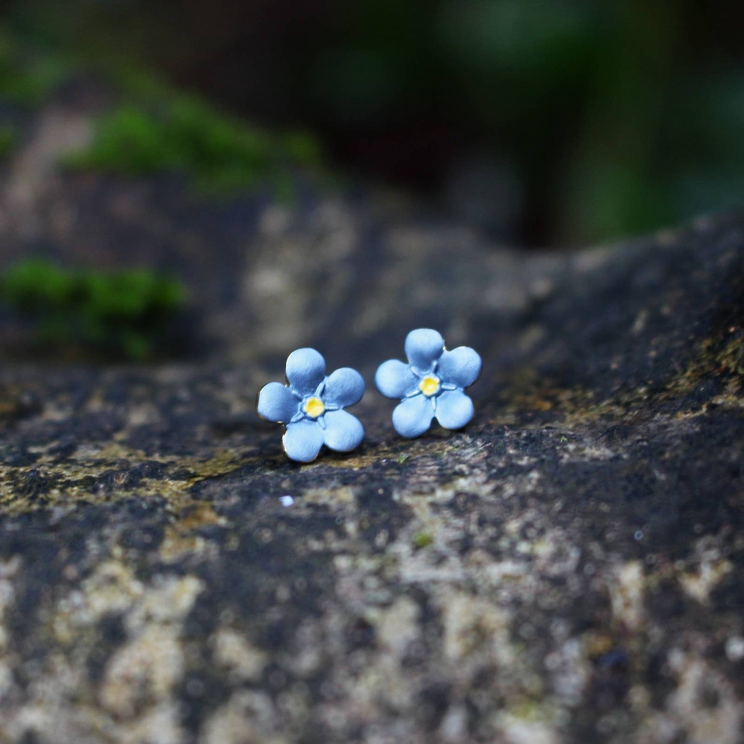 Mini Forget Me Not Flower Stud Earrings, 14k Gold Plated