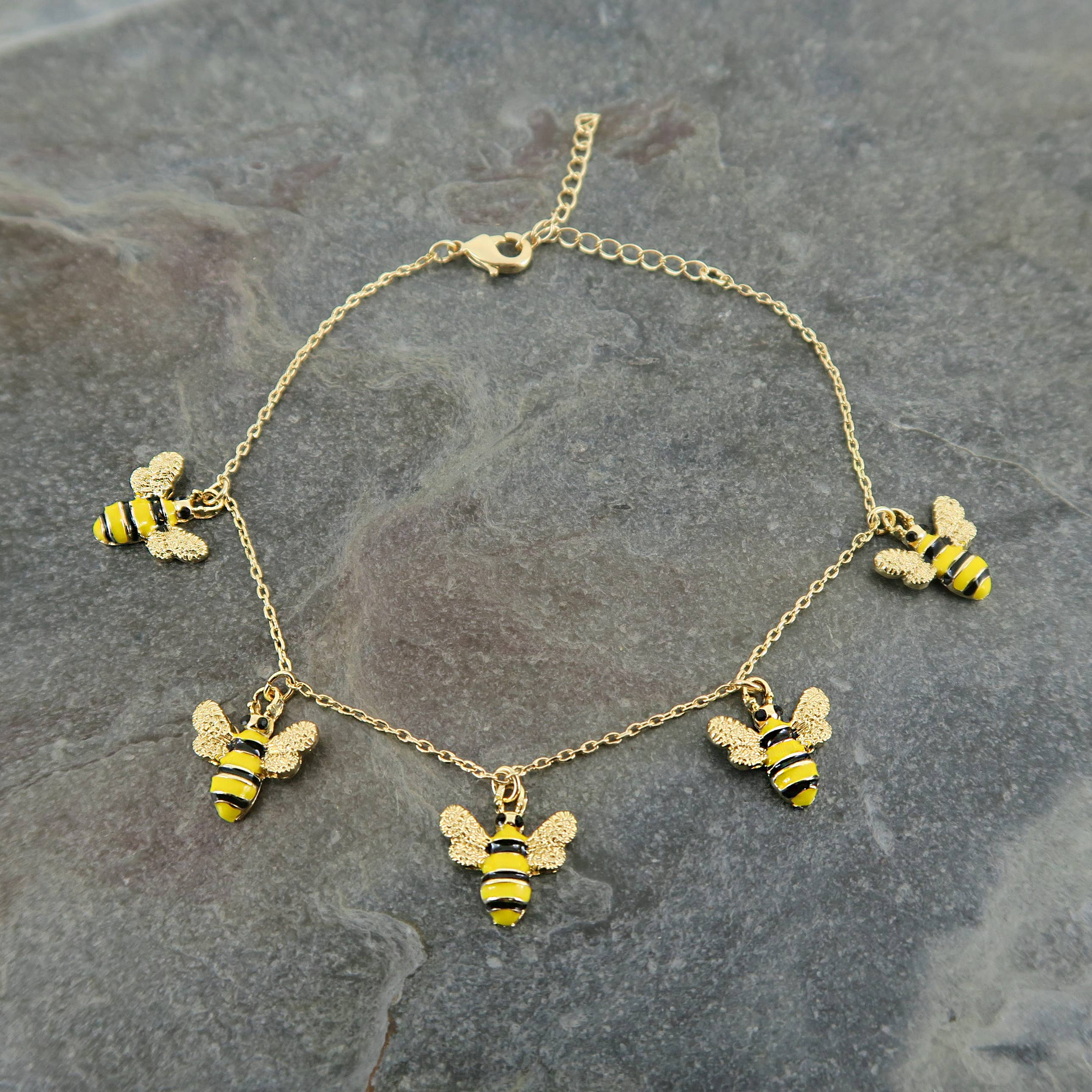 Bee Charm Bracelet, Gold Plated