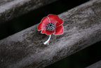 Hand-enamelled red poppy flower brooch