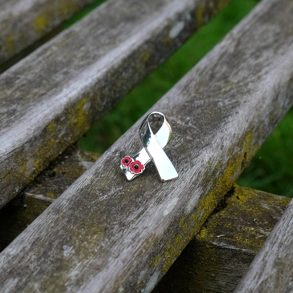 Poppy Red Flowers Ribbon Style Brooch