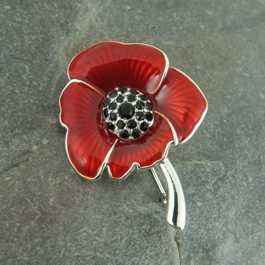 Poppy Red Flower Brooch