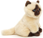 Beige-brown Siamese cat sitting - cuddly/plush toy