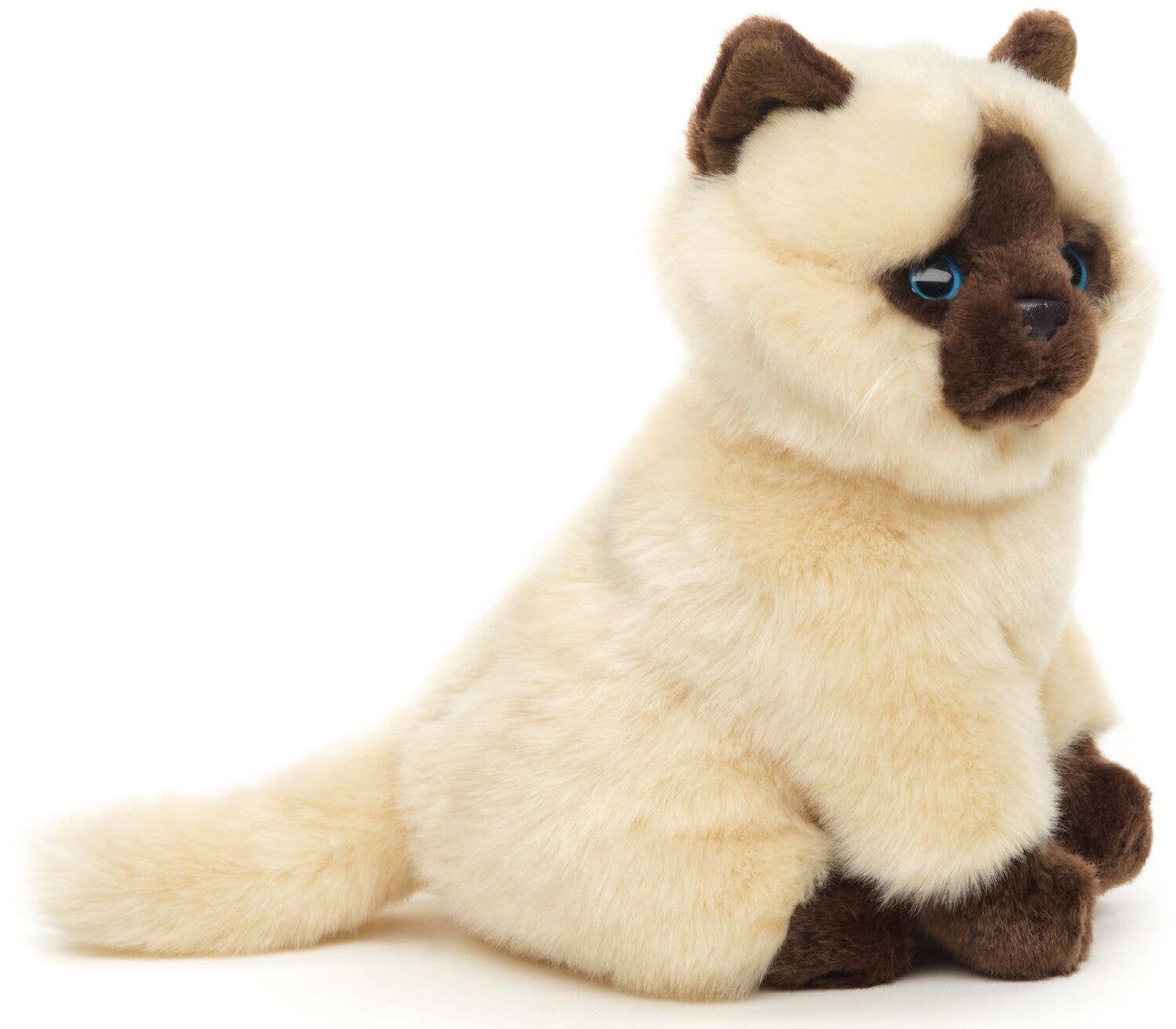 Beige-brown Siamese cat sitting - cuddly/plush toy
