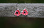 Silver-plated red poppy flower drop earrings