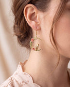 Owl in a Moon Drop Earrings