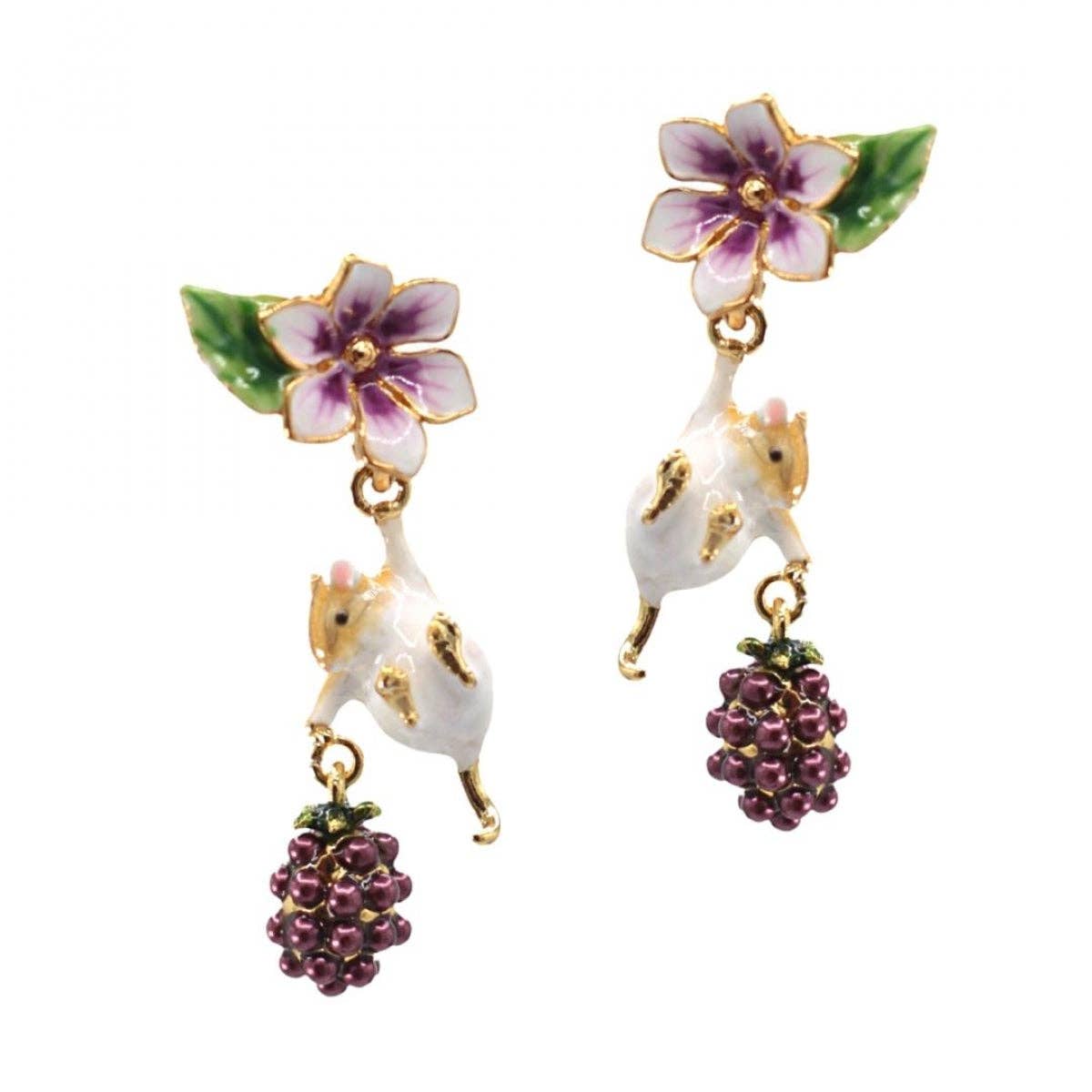 Blackberry & Mouse Drop Earrings