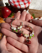Mouse & Strawberry Hoop Earrings