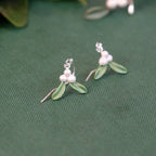Mistletoe Christmas Drop Earrings, Silver Plated