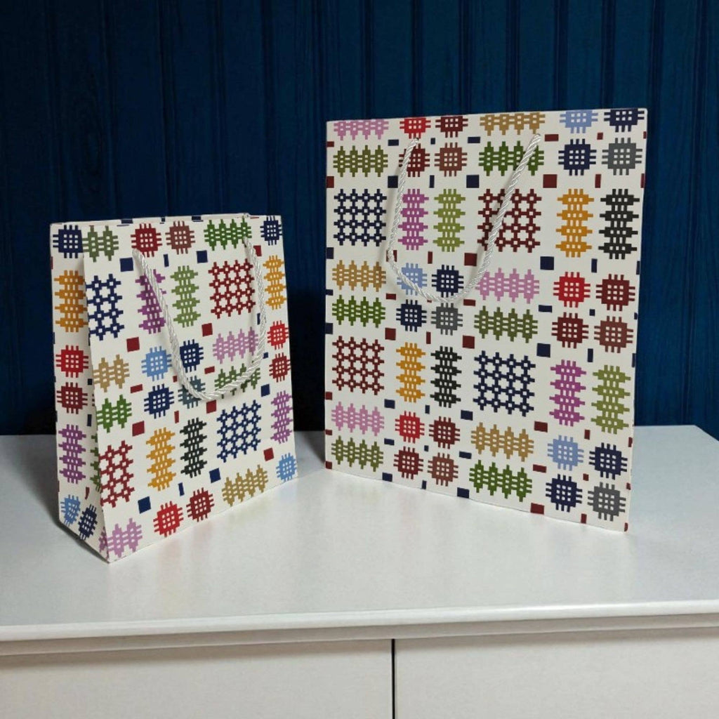 Multi Coloured  Welsh tapestry design paper gift bags