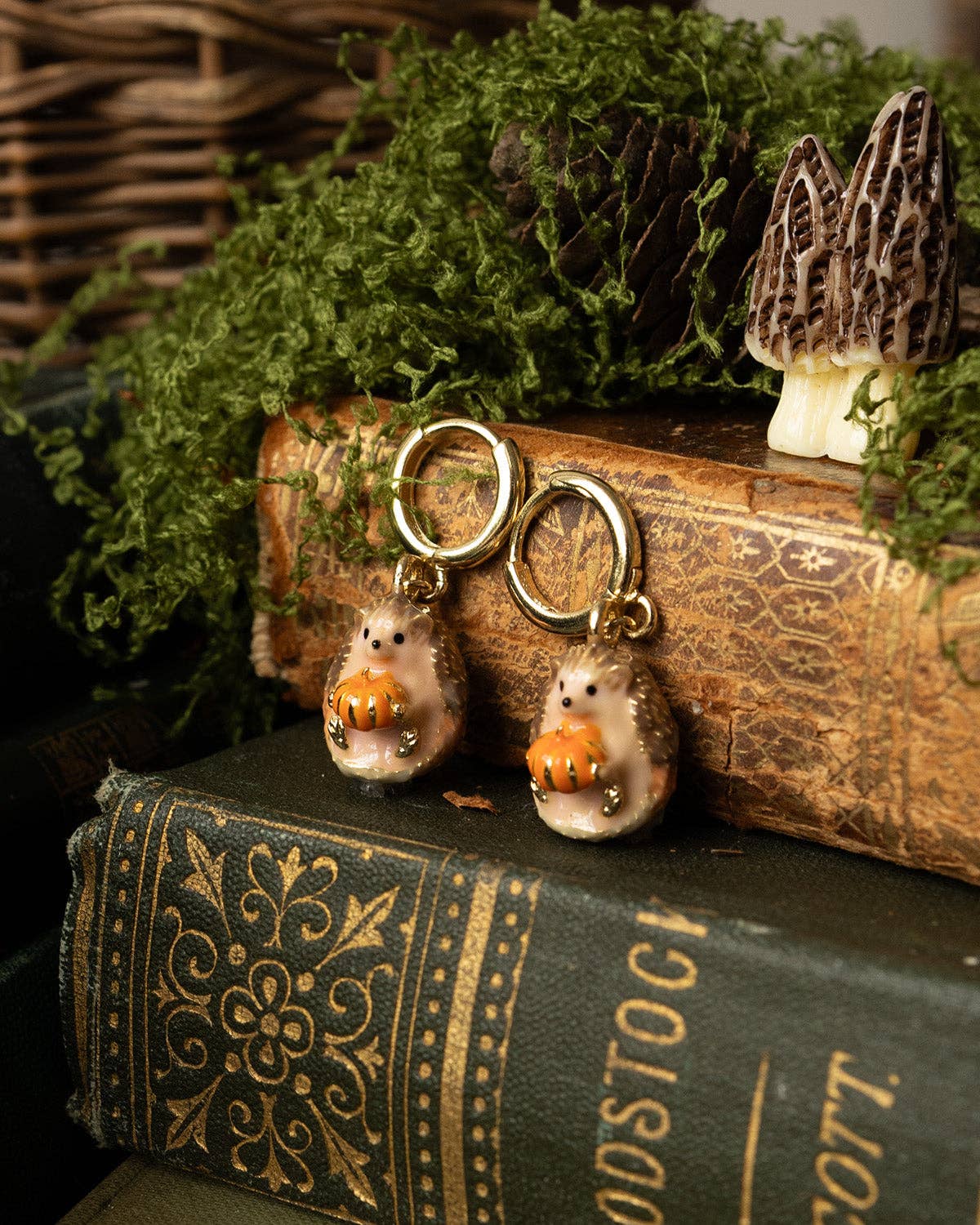 Hedgehog & Pumpkin Huggie Earrings