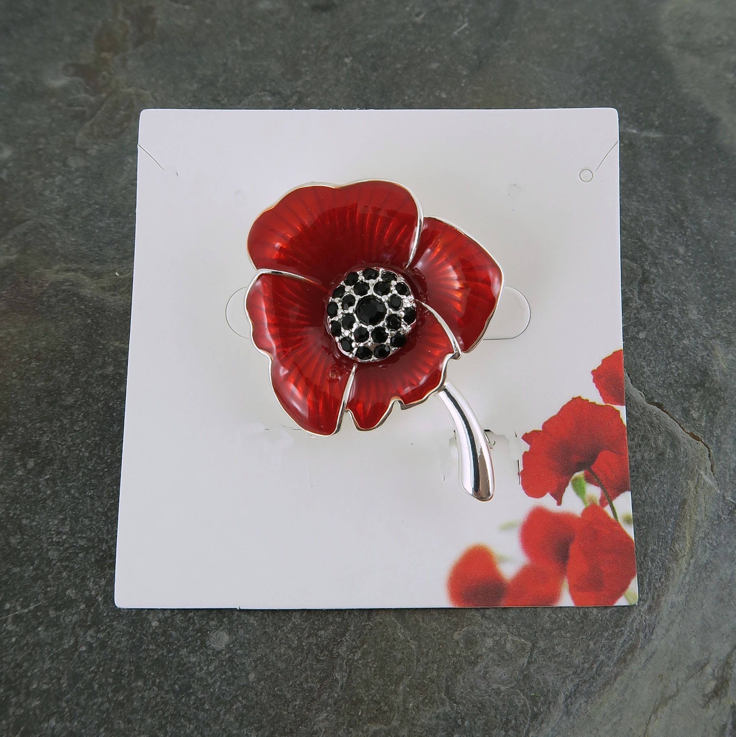Poppy Red Flower Brooch