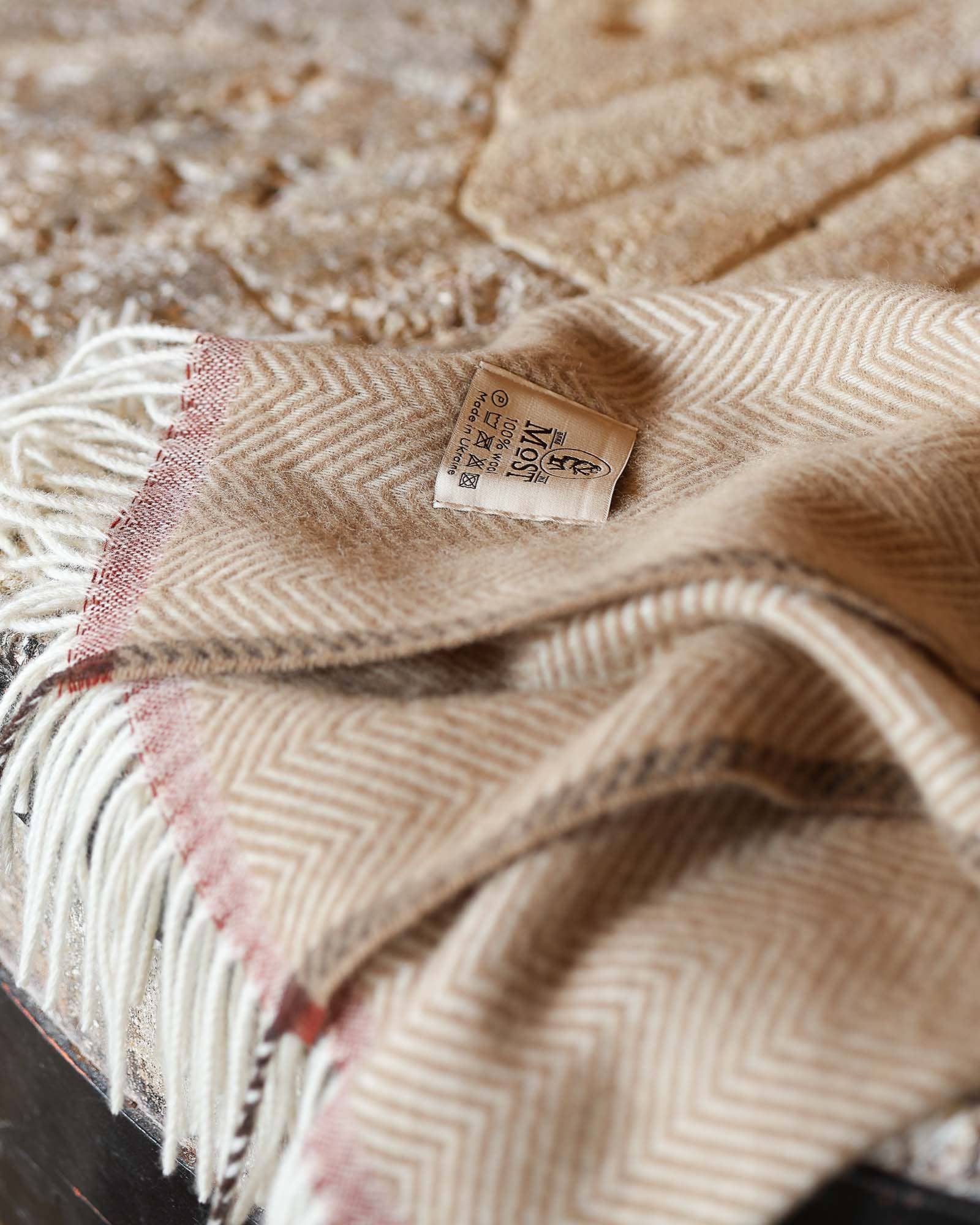 Wool throw blanket Denver Crema