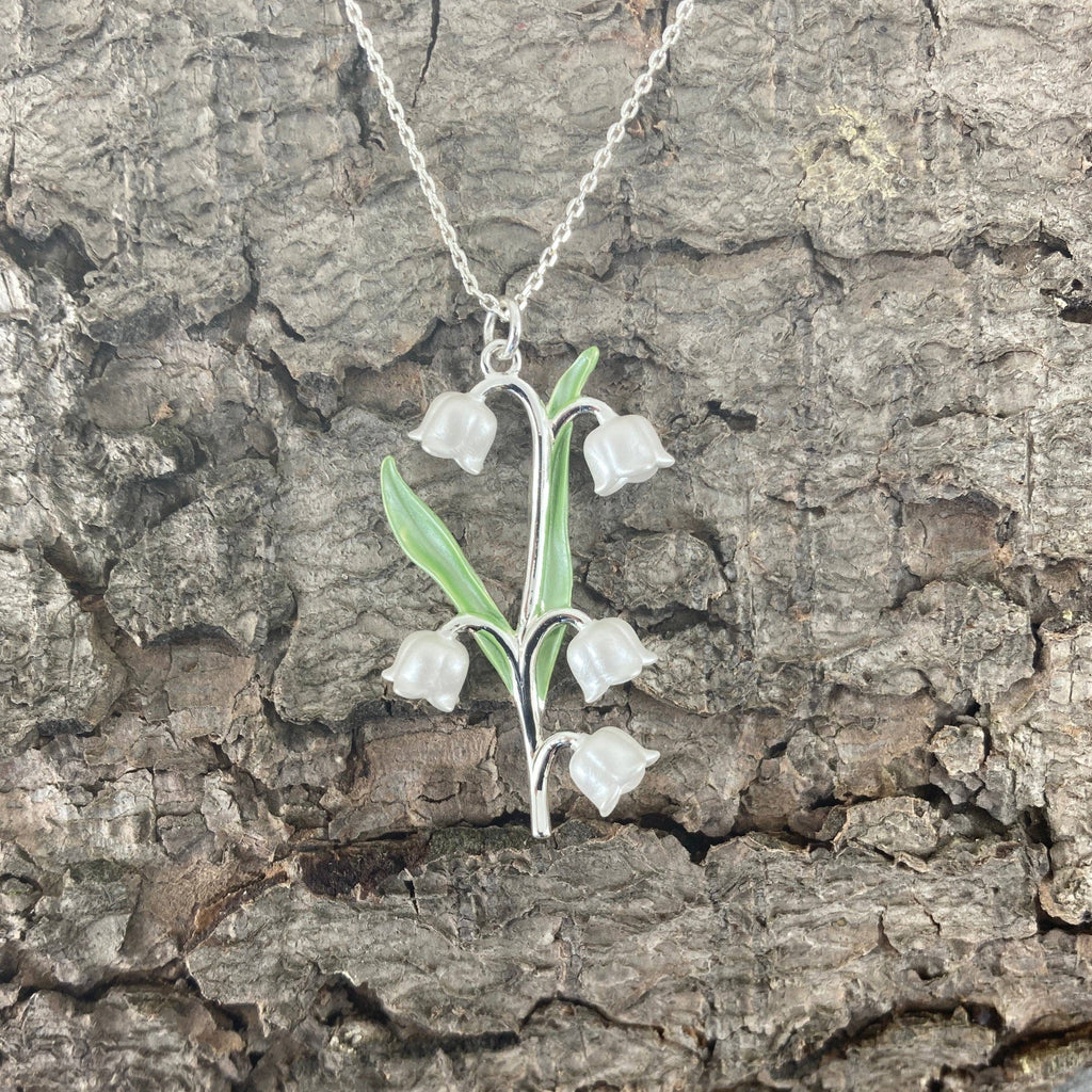 Lily of the Valley Flower Necklace, Silver Plated