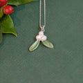 Mistletoe Christmas Necklace, Silver Plated