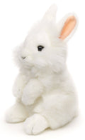 White Angora rabbit plush toy standing 18cm