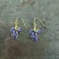 Gold-plated blue iris flower drop earrings