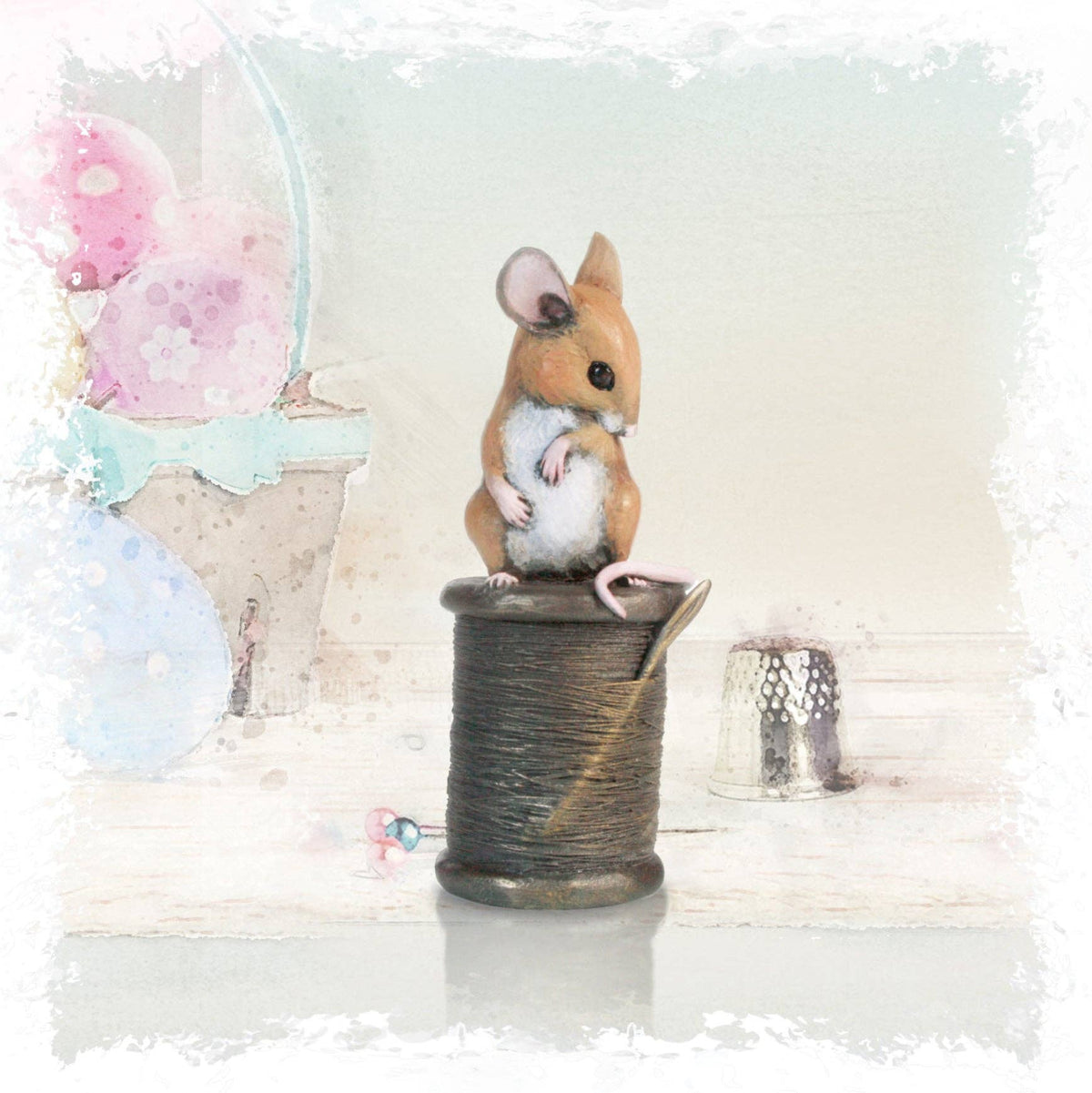 Mouse on Cotton Reel Sculpture