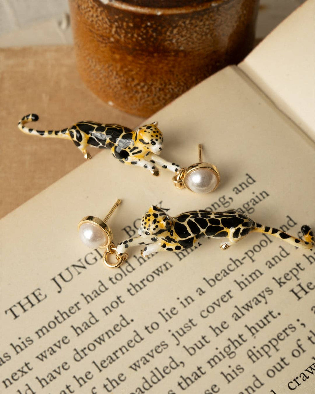Clouded Leopard Drop Earrings