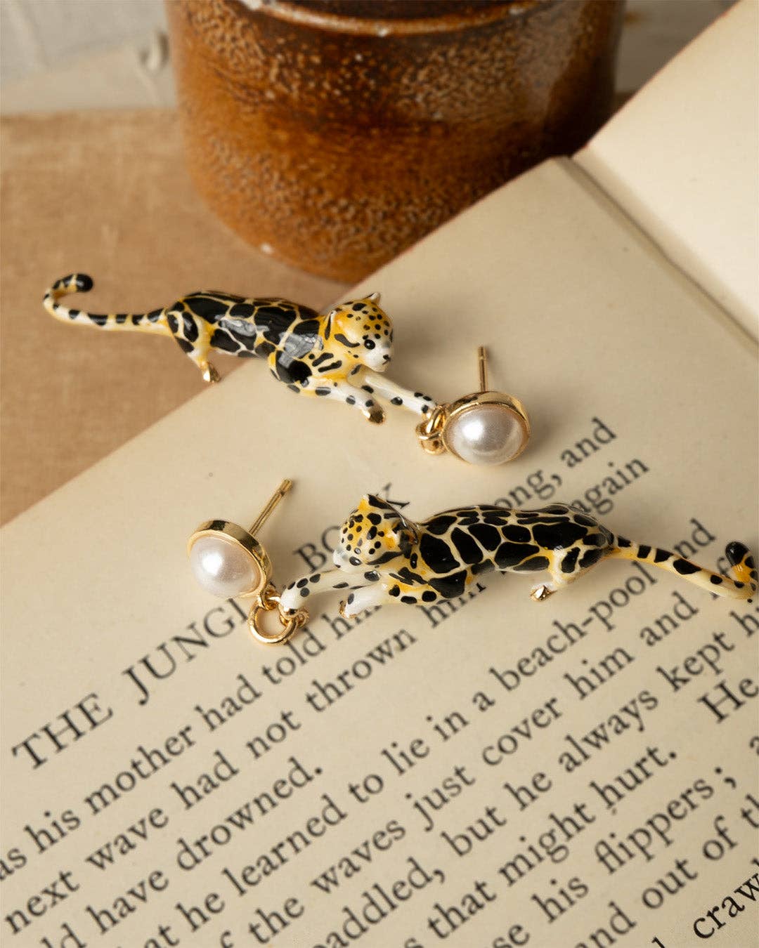 Clouded Leopard Drop Earrings