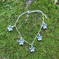 Forget-Me-Not Blue Flower Charm Bracelet, Silver Plated