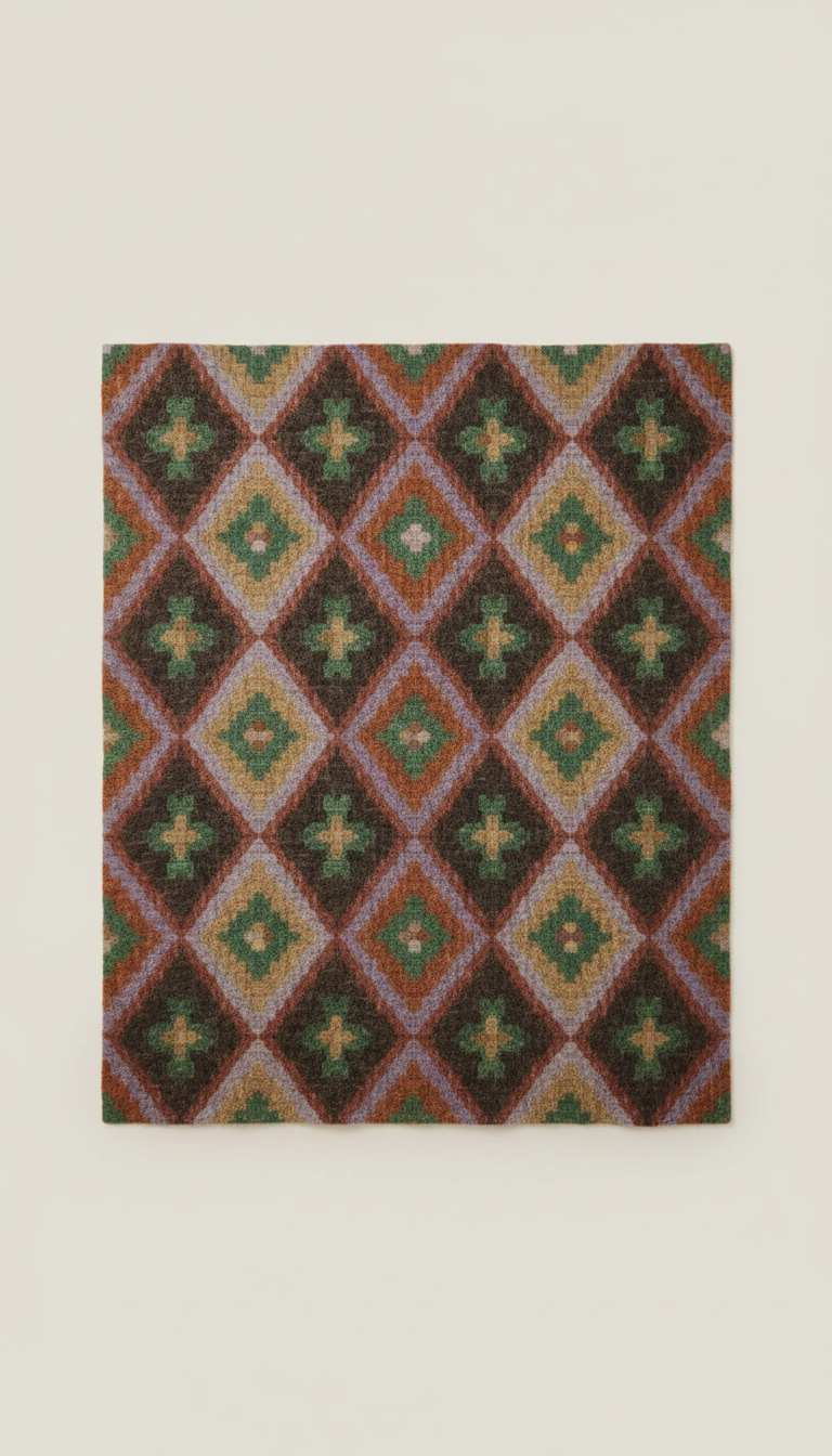 Patterned Wool Throw Blanket
