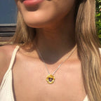 Pansy Yellow Flower Pendant Necklace, Silver Plated