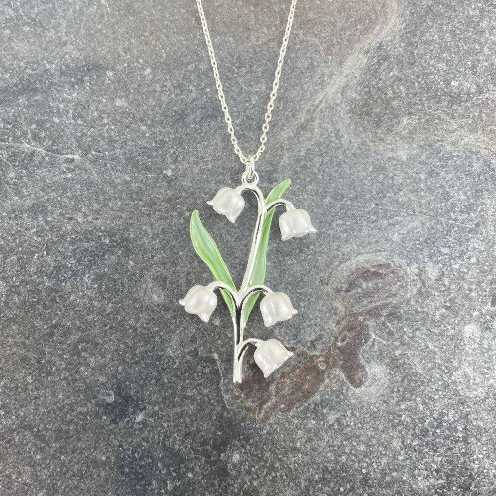 Lily of the Valley Flower Necklace, Silver Plated