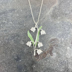 Lily of the Valley Flower Necklace, Silver Plated