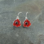 Poppy Red Flower Dangly Earrings