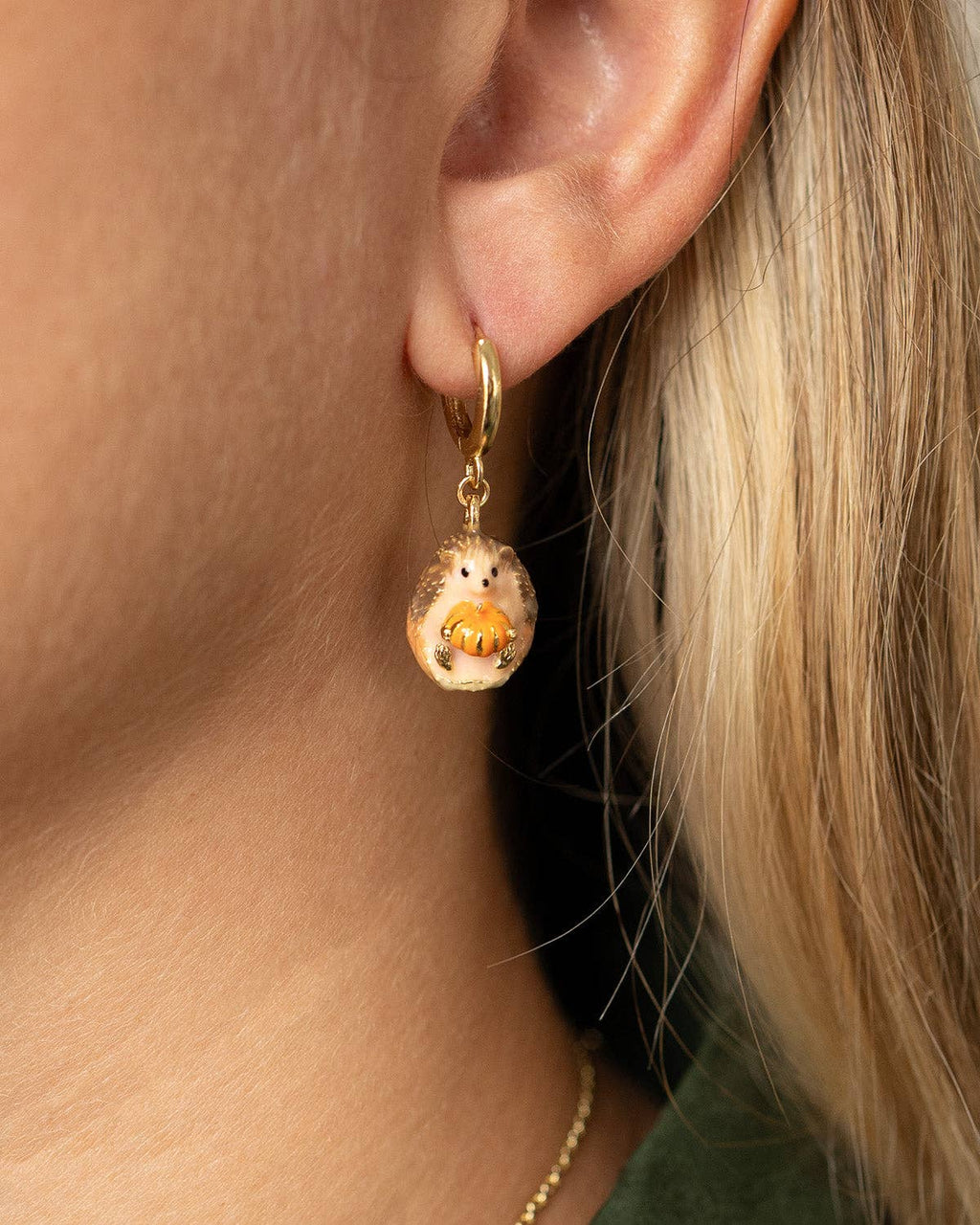 Hedgehog & Pumpkin Huggie Earrings