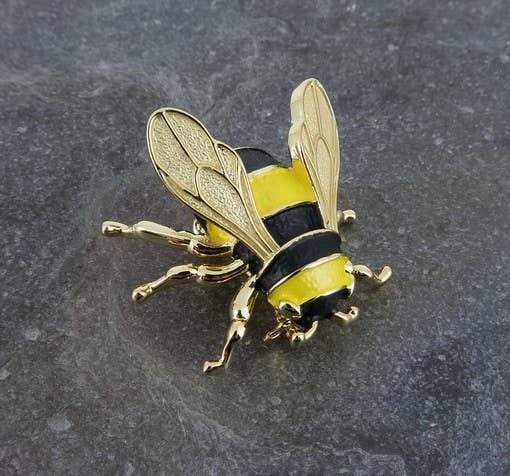 Bumble Bee Insect Brooch, Gold Plated