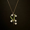 Lily of the Valley Flower Necklace, 14k Gold Plated