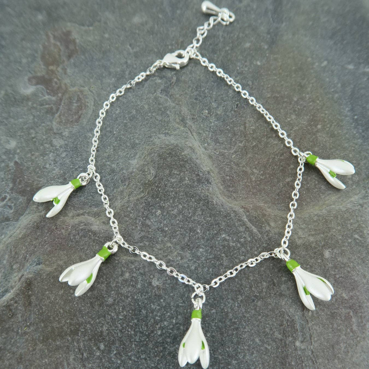 Snowdrop Charm Bracelet, Silver Plated
