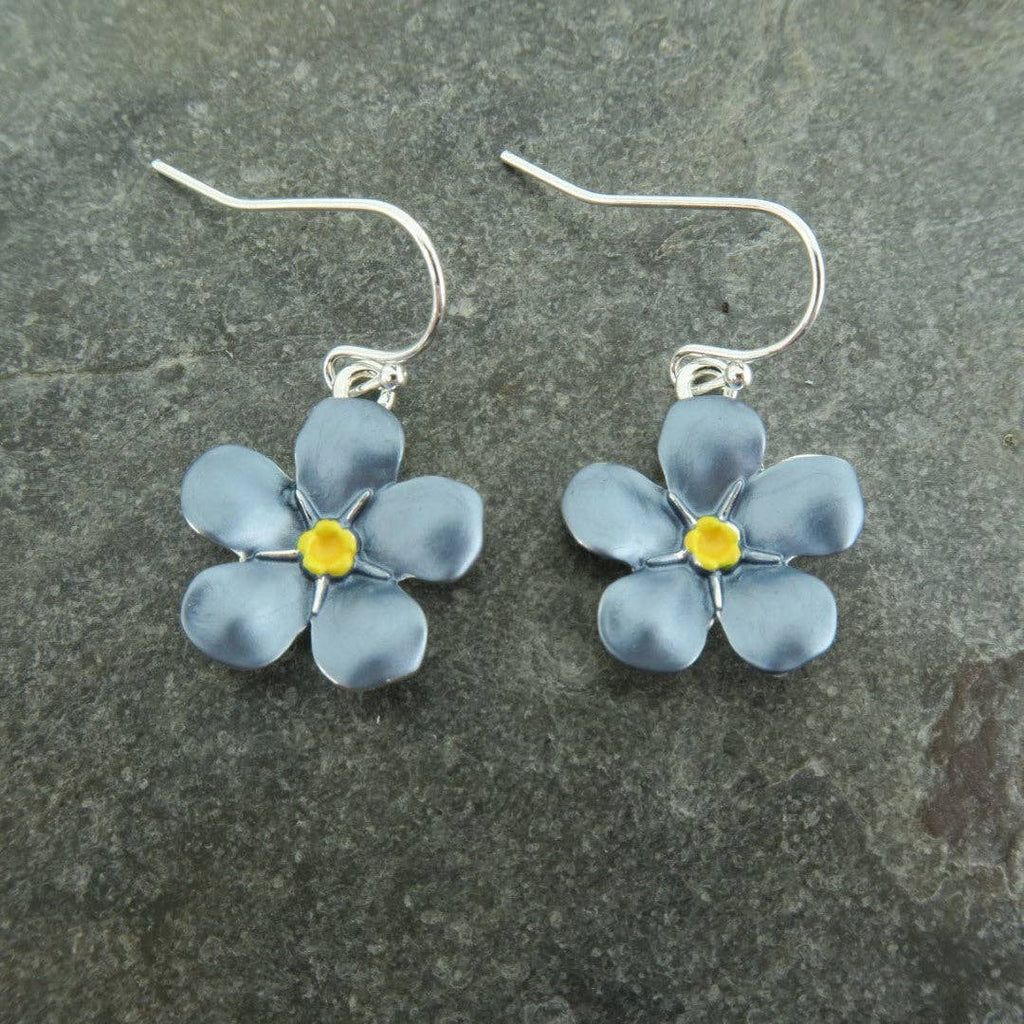 Forget-me-not Drop Flower Earrings, Silver Plated