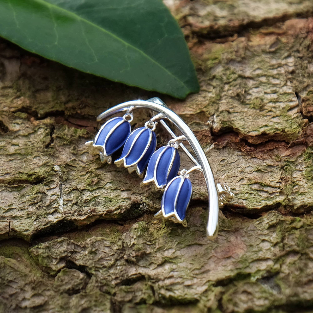 Bluebell Flower Brooch, Silver Plated