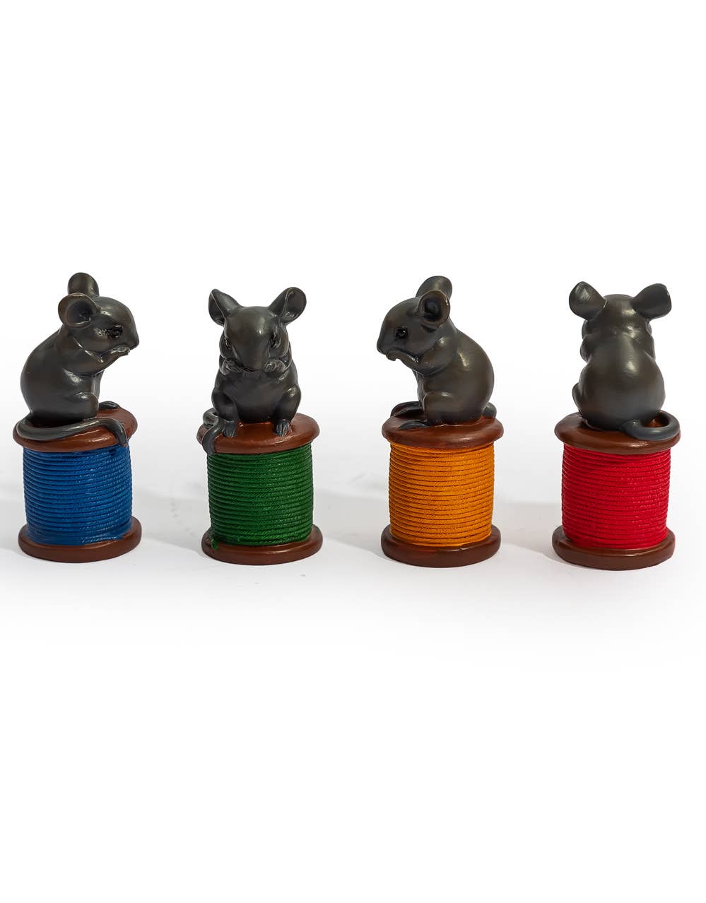 Assorted Set Of 4 Mice On Classic Colour Cotton Reels