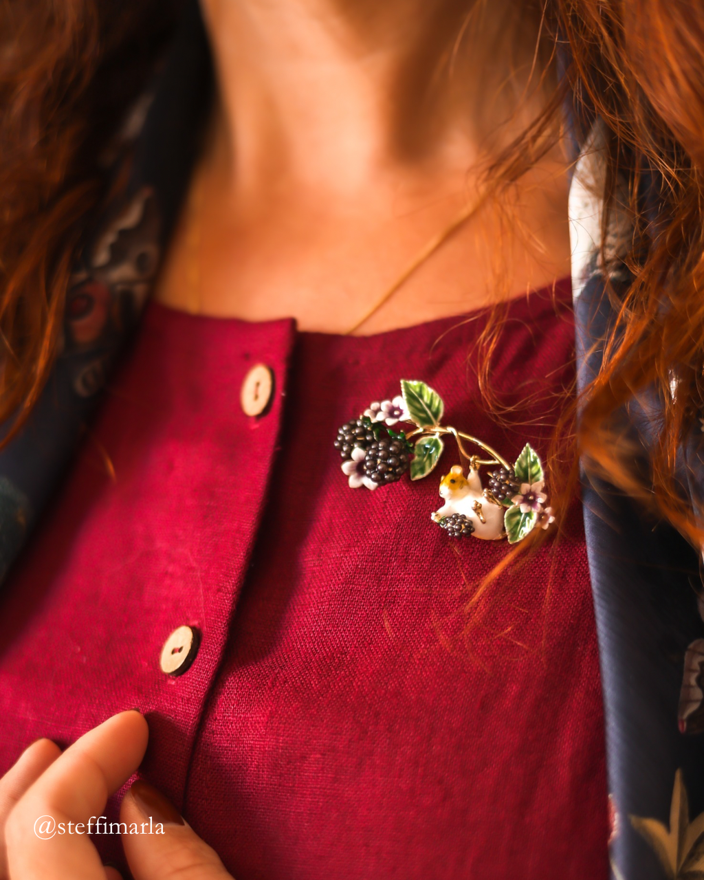 Blackberry & Mouse Brooch