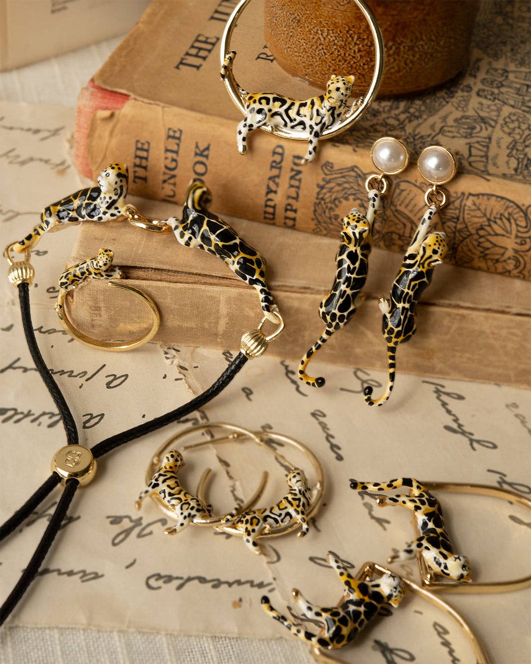 Clouded Leopard Drop Earrings