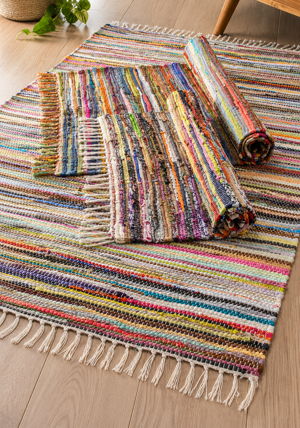 Handmade Multi Colour Cotton Rag Rug