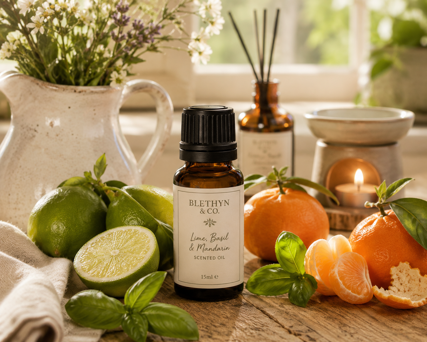 Lime, Basil & Mandarin Scented Oil – 15ml | Blethyn & Co