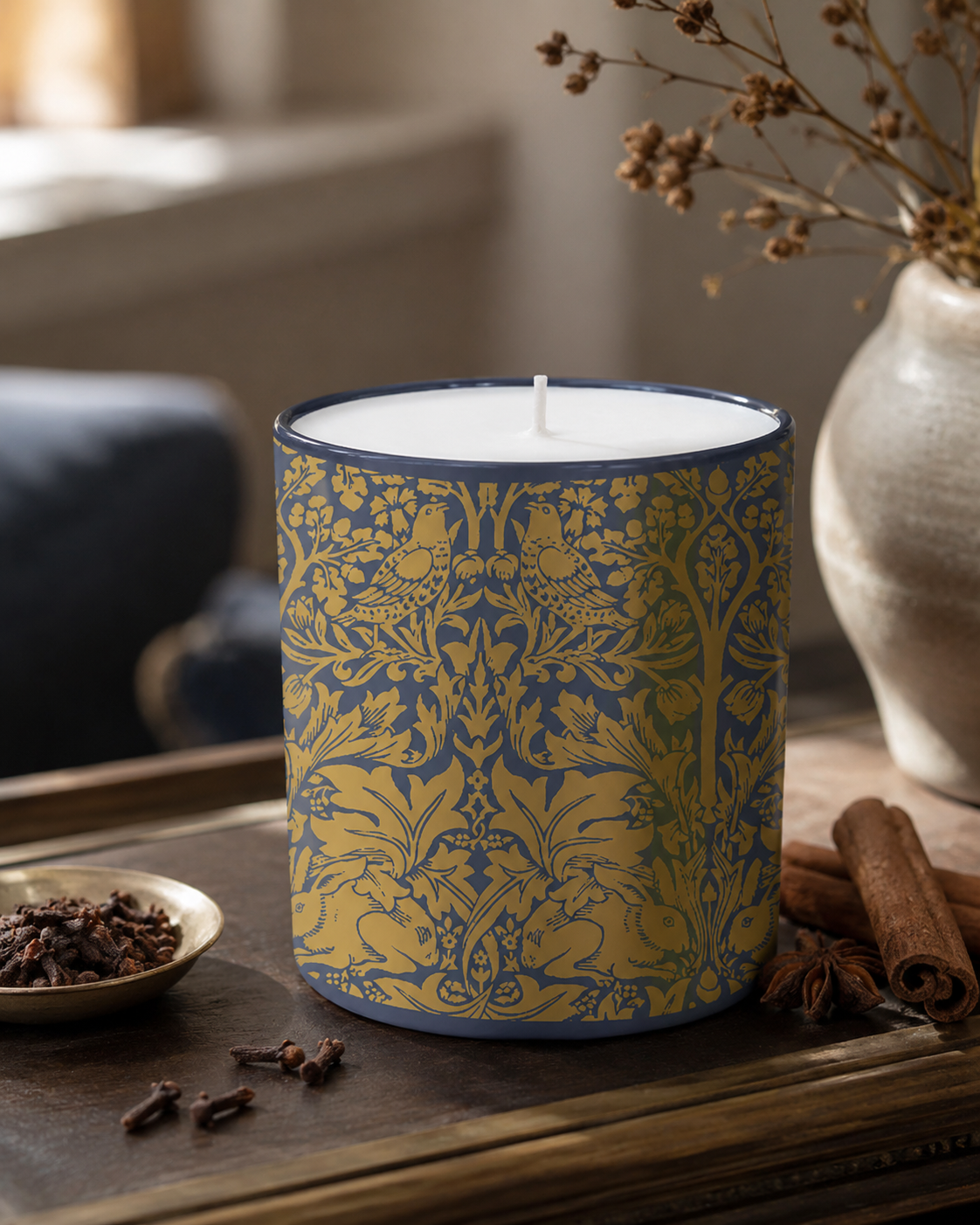 William Morris Brother Rabbit patterned scented candle