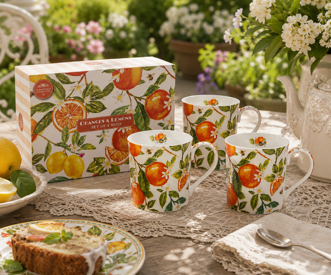 Oranges & Lemons Mugs Set of 4