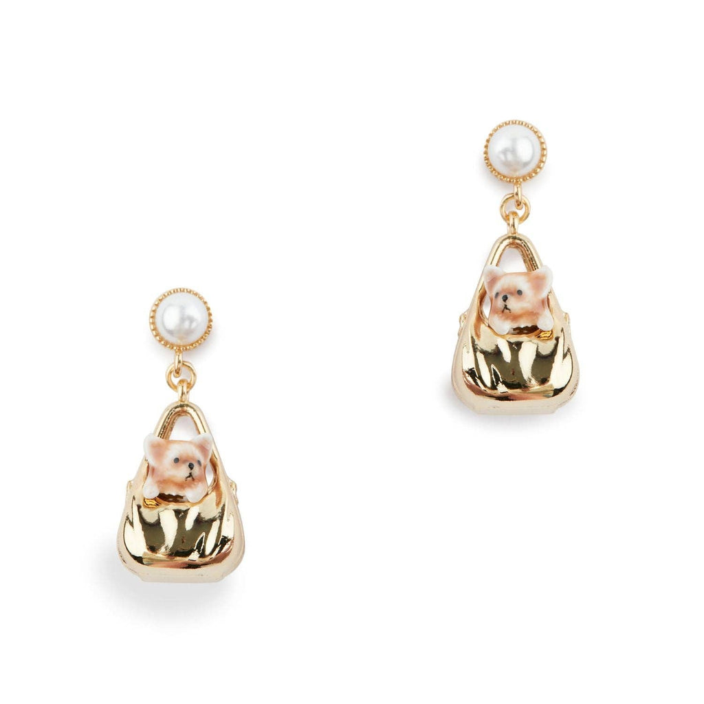 Dog in a Bag Drop Earrings