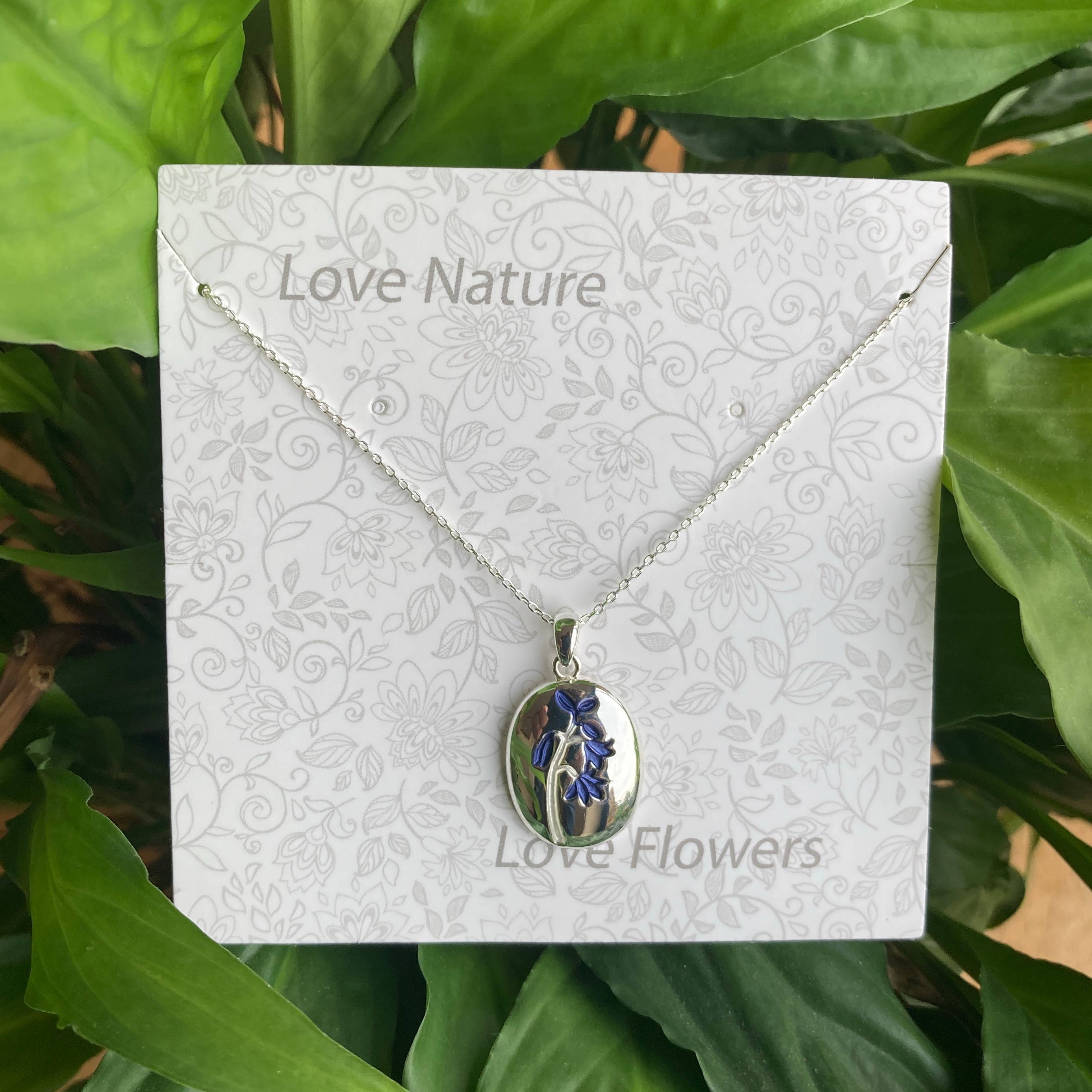 Bluebell Flower Polished Pendant Necklace
