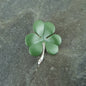 Hand-enamelled green shamrock silver-plated brooch