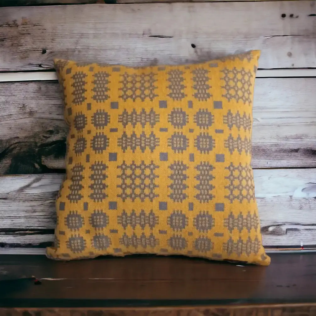 Mustard Welsh tapestry Blanket design Cushions