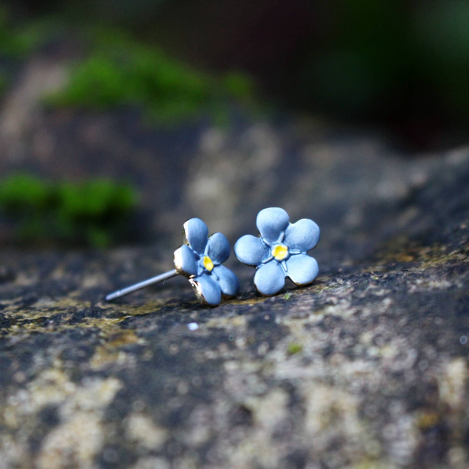 Mini Forget Me Not Flower Stud Earrings, 14k Gold Plated