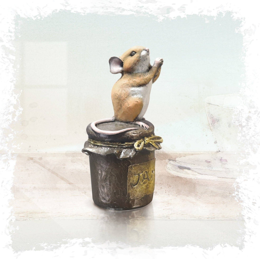 Mouse on Jam Jar Bronze Sculpture-Sticky Fingers!