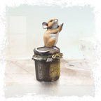 Mouse on Jam Jar Bronze Sculpture-Sticky Fingers!