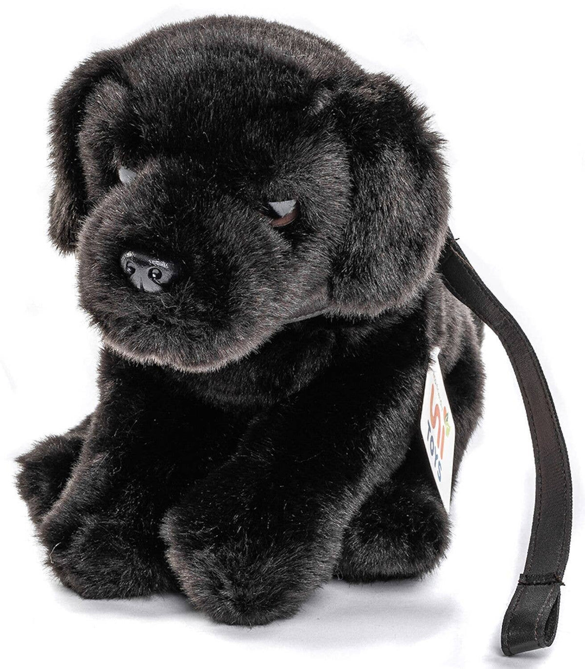 Labrador puppy (black), with leash - cuddly/plush toy